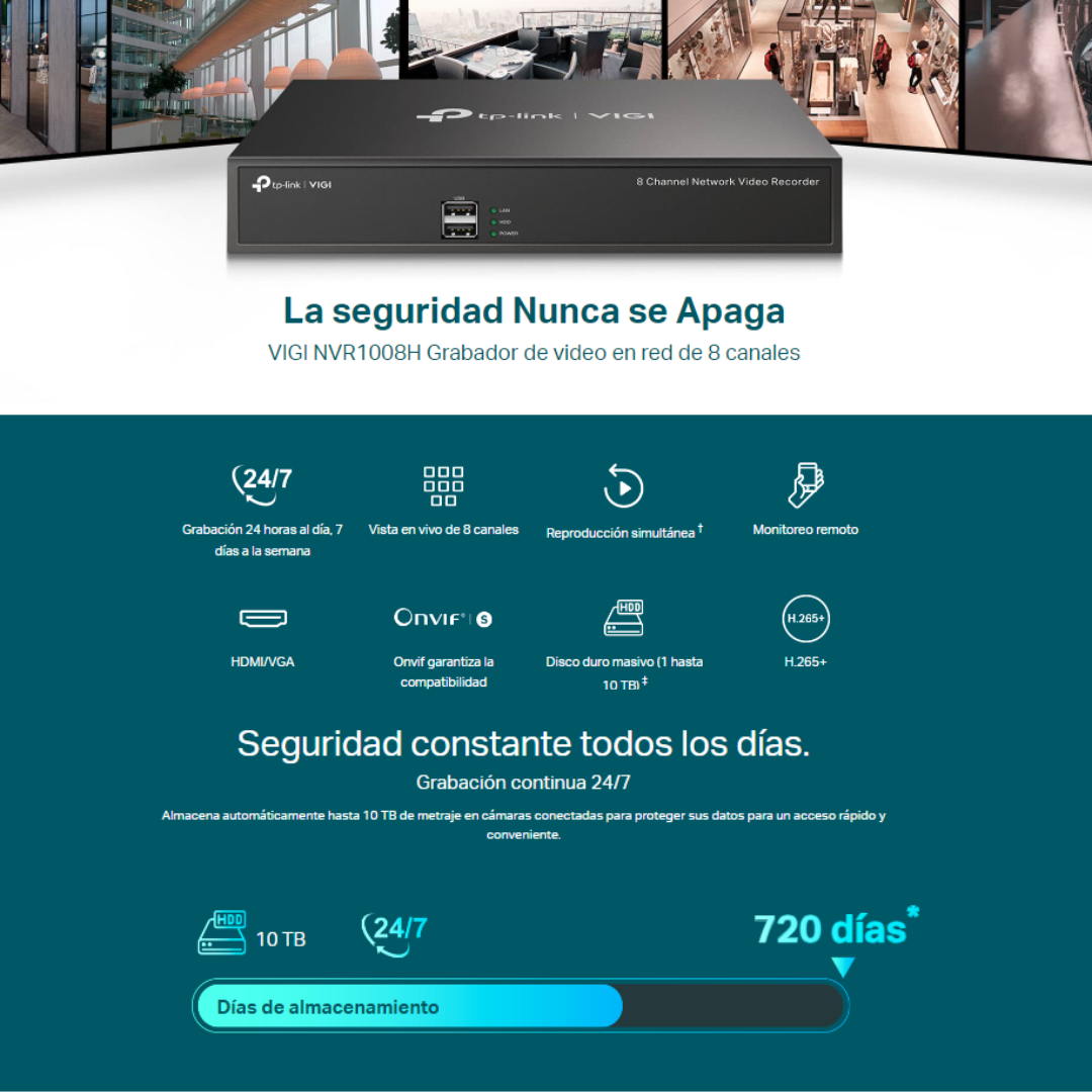 NVR TPLINK VIGI-1008H 8 CANALES - Imagen 3